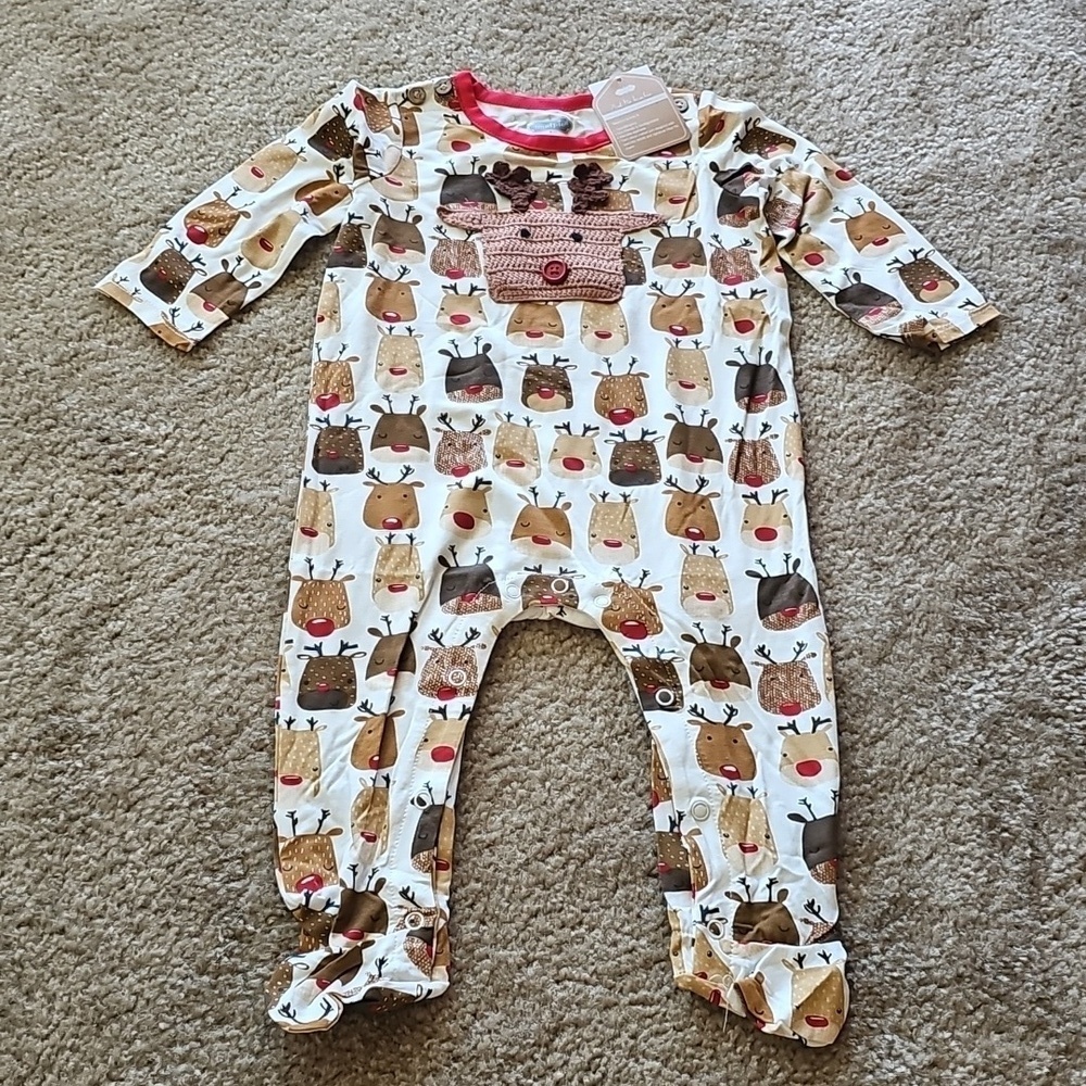 Mud Pie Reindeer Bamboo Sleeper 6-9 Months